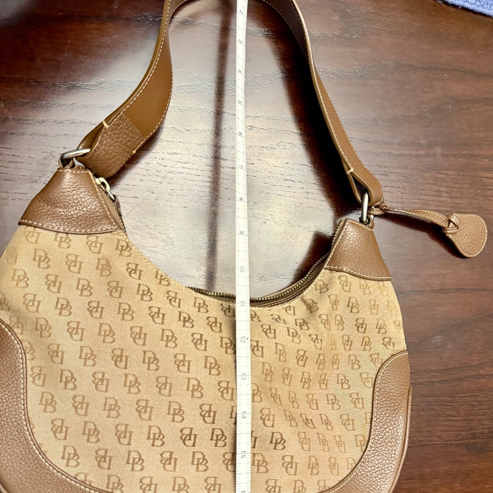Vintage Dooney & Bourke monogram shoulder Bag brown Leather & DB monogram - Picture 11 of 15